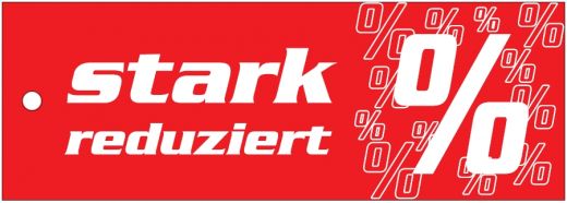 Einzel-Etikett rot/weiß stark reduziert %