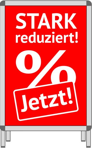 Rahmenplakat DIN A1 STARK Reduziert % Jetzt ! rot/weiß Papier