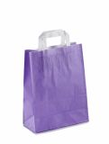 Tragetasche Papier farbig Flachhenkel weiß 22+10x28cm