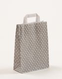 Papiertragetasche uni mit weißen Punkten Flachhenkel 22+10x31cm