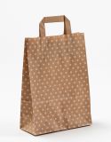 Papiertragetasche uni mit weißen Punkten Flachhenkel 22+10x31cm