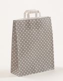 Papiertragetasche uni mit weißen Punkten Flachhenkel 32+12x40cm